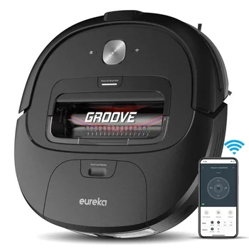 Робот-пылесос с 4-позиционным управлением Groove с роликовой щеткой для защиты от царапин, NER309, черный