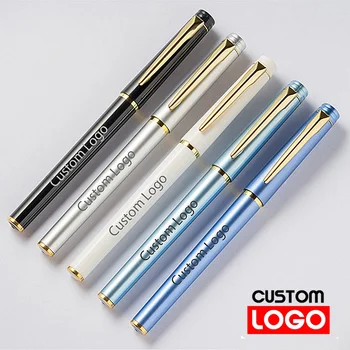 Рекламная нейтральная ручка, подарок с логотипом на заказ, многоцветная металлическая деловая ручка для подписи, Школьные канцелярские принадлежности Оптом -D00006