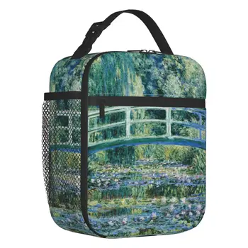 Сумка для ланча The Waterlily Pond Green Harmony с Теплым Кулером Claude Monet с Водяными Лилиями и Мостом, Изолированный Ланч-бокс для Офиса для взрослых