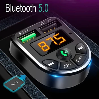 Автомобильное зарядное устройство с 2 портами USB, быстрая зарядка, Быстрая зарядка, USB 3.1A, Автомобильное зарядное устройство для телефона, адаптер для MP3-плеера Bluetooth 5.0