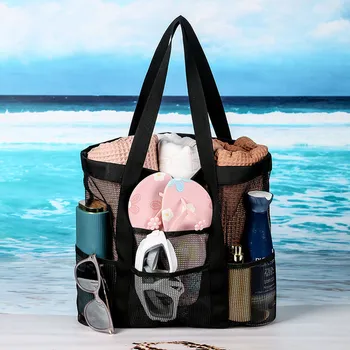 Многофункциональные Пляжные Сумки, Сетчатая очень большая сумка-Тотализатор для хранения Полотенец, Тканевые дорожные сумки для пикника, плавания, Сумка для сухого влажного бассейна