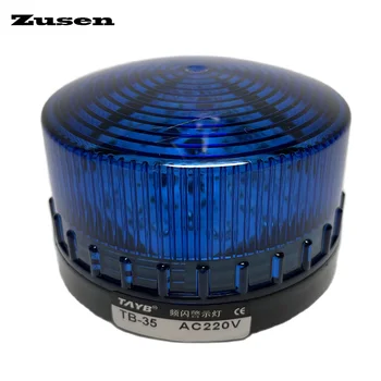 Zusen TB35-B 12 В 24 В 110 В 220 В Синяя сигнализация безопасности, Стробоскопическая сигнальная лампа, Светодиодная лампа, маленькая мигающая