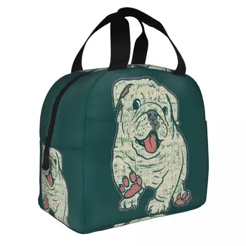 Милый английский бульдог, изолированная сумка для ланча для женщин, Британская домашняя собака, термоохладитель, коробка для Бэнто, Походные сумки для еды
